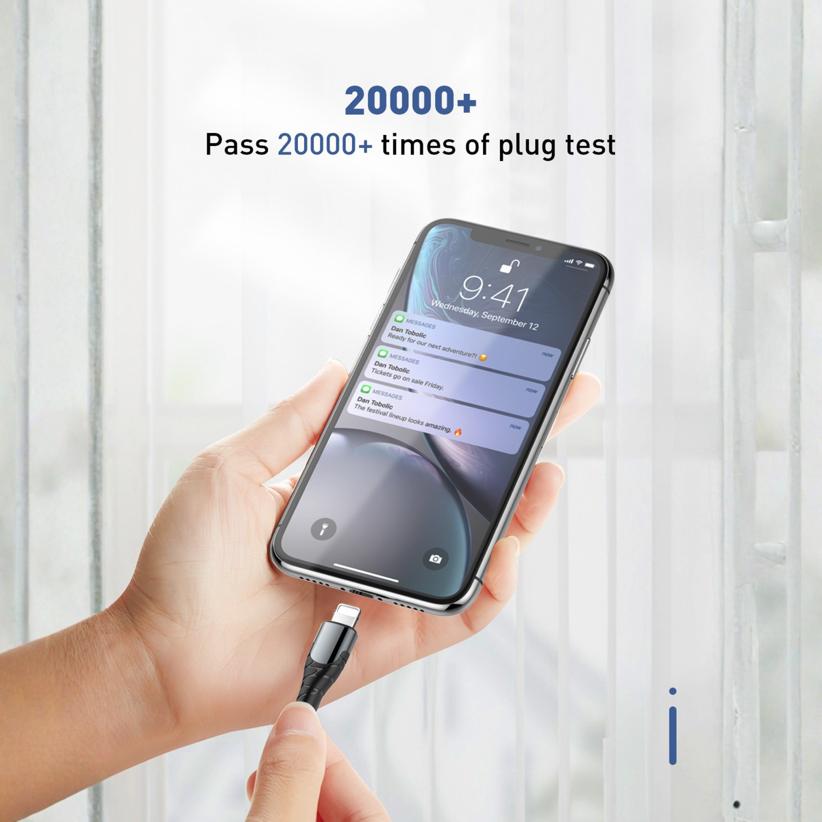 کەیبڵێکی بارگاویکەرەوەی خێرا (PD 30W) جۆری (USB-C بۆ Lightning) – ٢ مەتر و ١ مەتر
