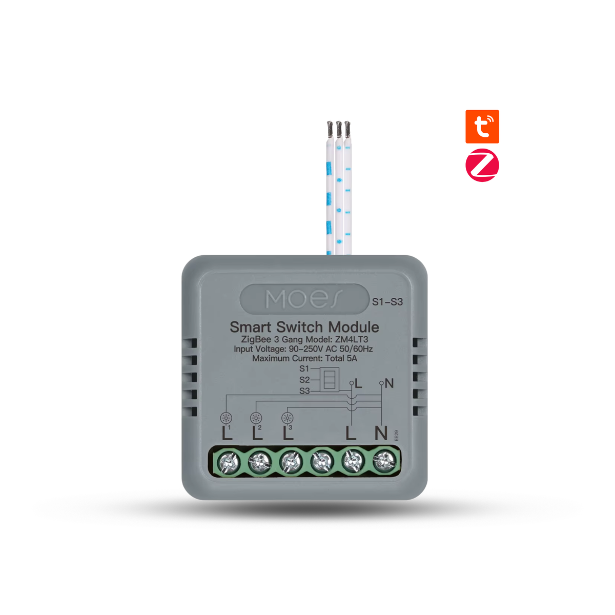 مۆدیولی سویچی زیرەکی ZigBee بۆ سویچە شاراوەکان، ئەپڵیکەیشنی Tuya | MOES ZigBee Smart Switch Module
