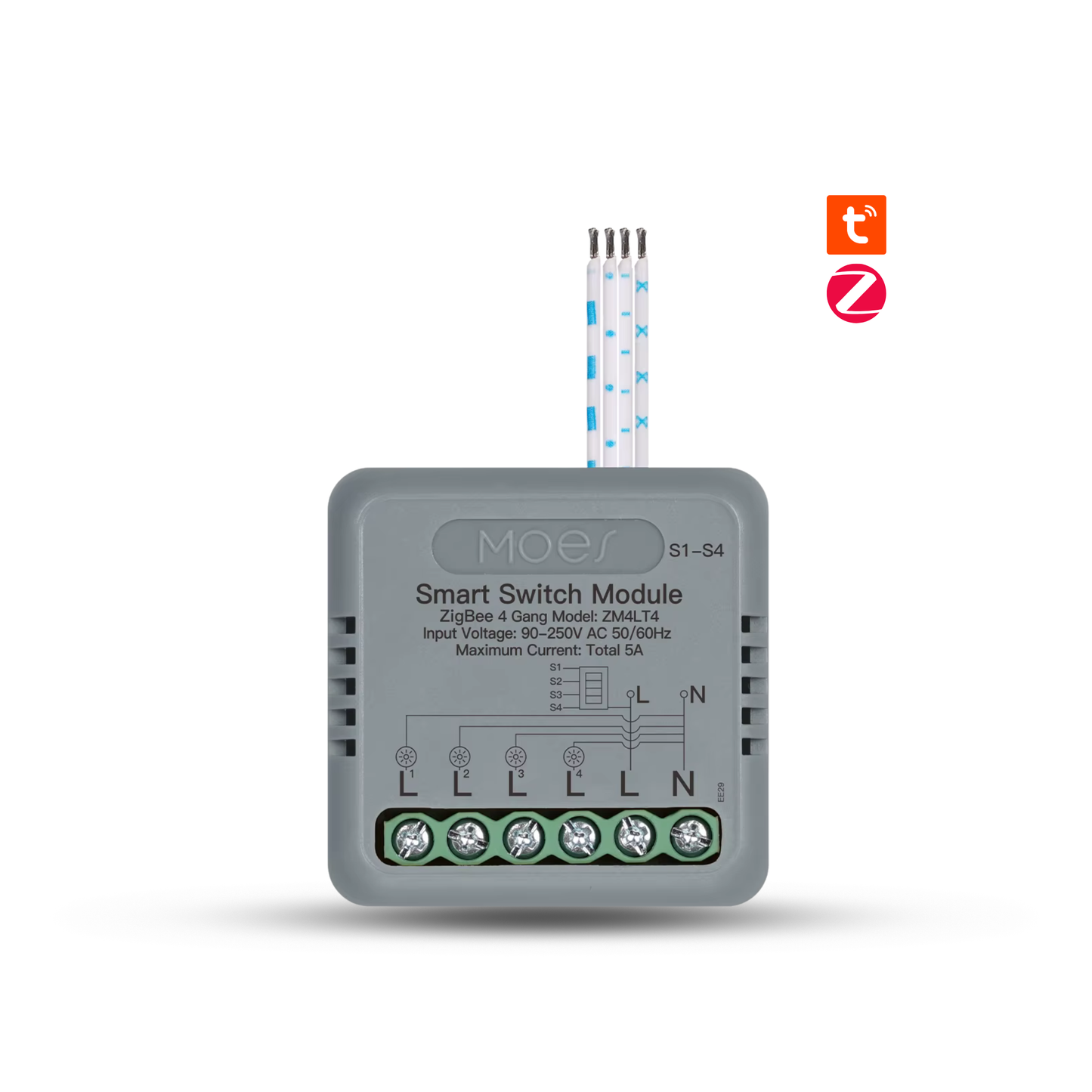 وحدة تحكم zigbee الذكية للمفاتيح المخفية تطيبق tuya  | MOES ZigBee Smart Switch Module