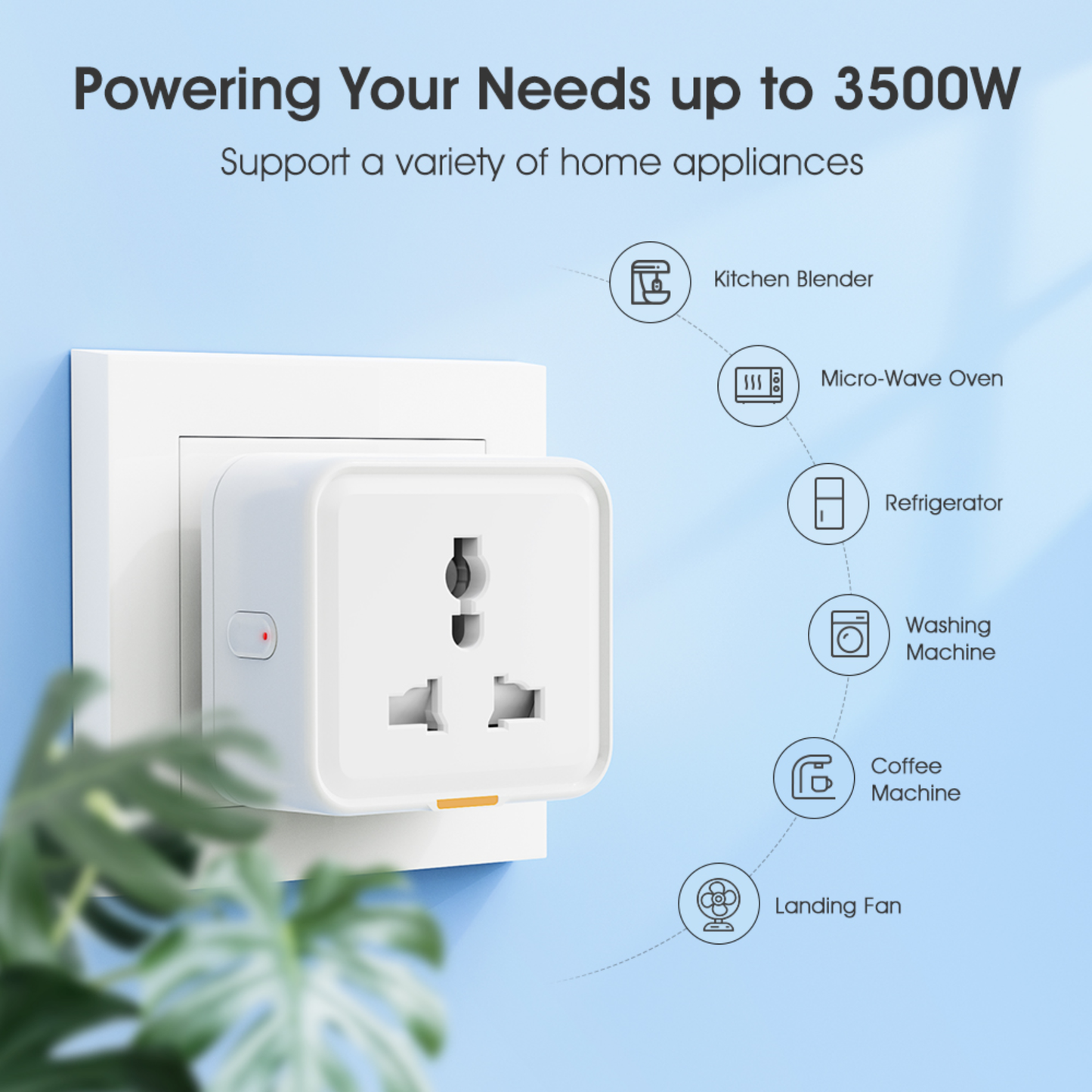 16 Amp Smart Plug with Power Monitoring Support, Tuya Zippy System - Smart Life