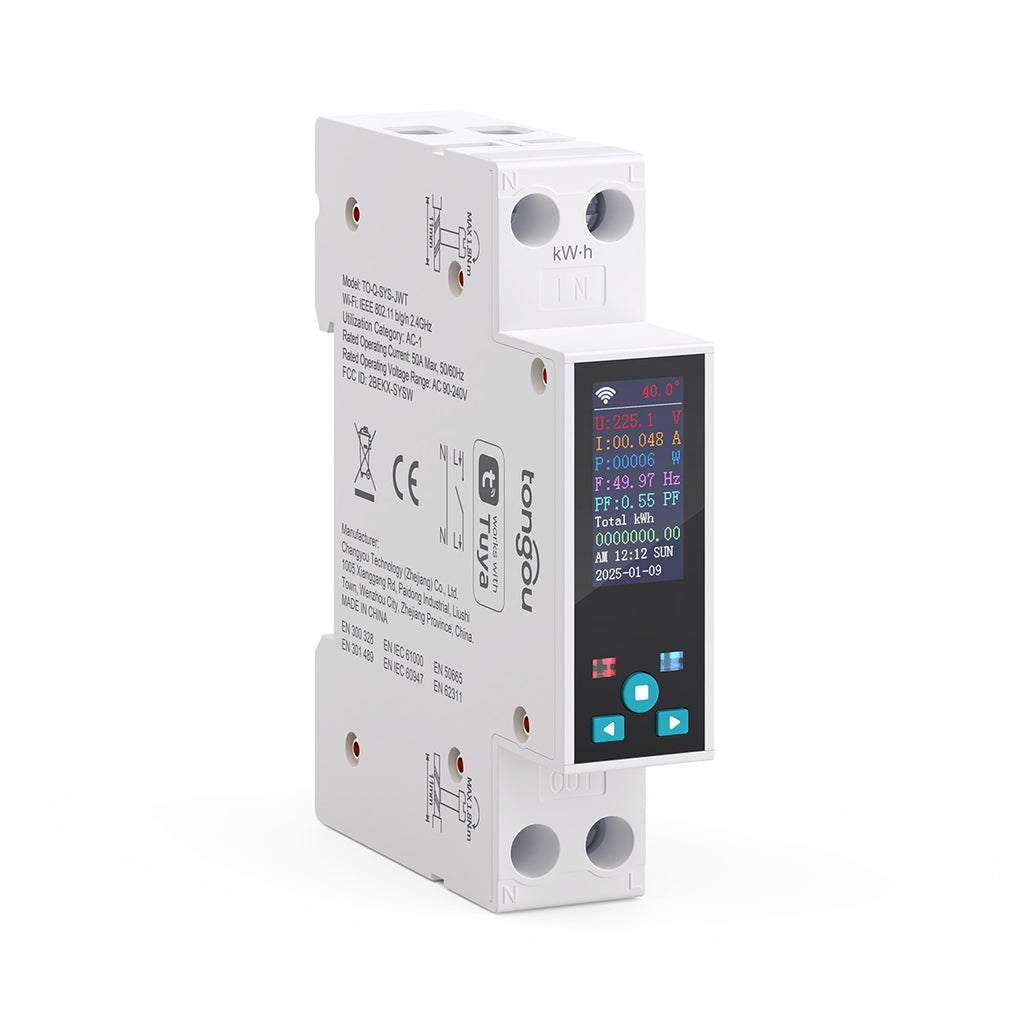 TONGOU TO-Q-SYS-JWT Wi-Fi LCD DIN switch — original angled product photograph.