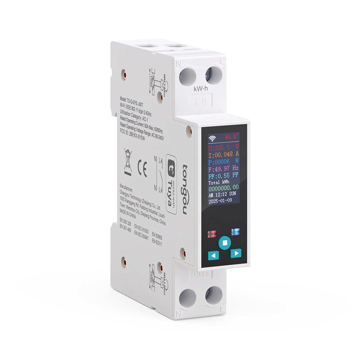 TONGOU TO-Q-SYS-JWT Wi-Fi LCD DIN switch — original angled product photograph.