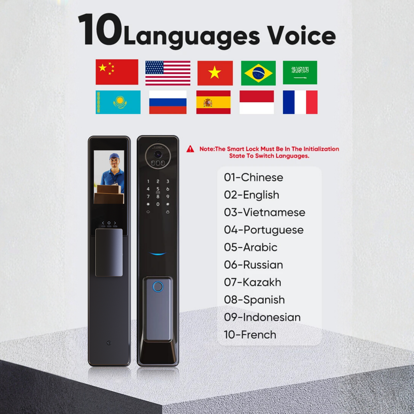 قفل باب ذكي بميزة التعرف على الوجه ثلاثية الابعاد 3D+ فيديو إنتركوم – نظام WIFI تطبيق  tuya-smart life