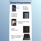 Smart door lock with 3D facial recognition + video intercom – Wi-Fi system, Tuya Smart Life app 