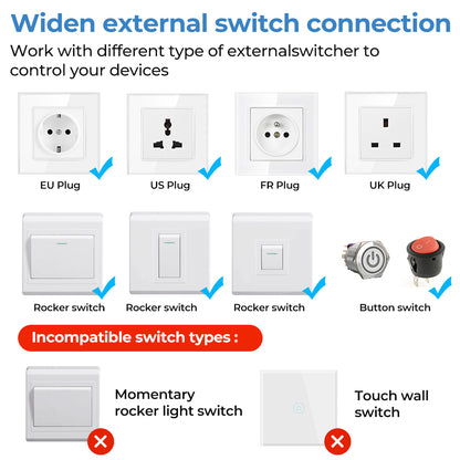 مفتاح ذكي صغير من Tuya بنظام ZigBee 3.0 - تحكم ذكي بالطاقة واستهلاك الكهرباء (16 أمبير)