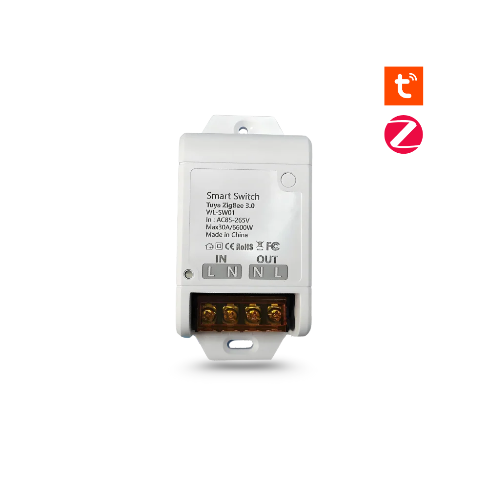 مفتاح ريليه ذكي WiFi 30A من Tuya – هێزی 6600 وات، ڤۆڵتیەی 85-250V، کۆنتڕۆڵکردنی مەودادور لە ڕێگەی ئەپی Smart Life، پشتگیری کاتژمێر دەکات و لەگەڵ ئەلیکسا و گوگڵ هۆم کاردەکات