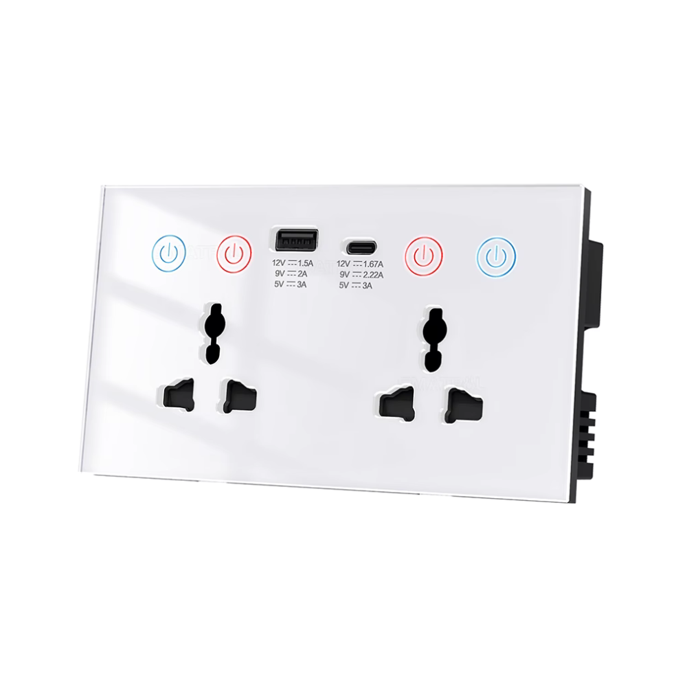 4-in-1 Smart Socket with Wi-Fi Control and Power Consumption Measurement - Compatible with Tuya and SmartLife