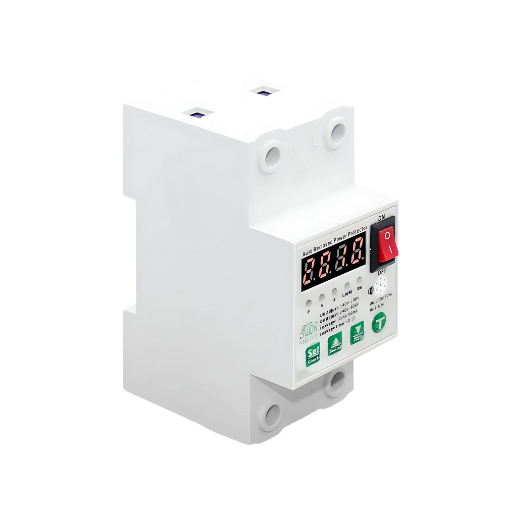 Smart cold-circuit protection circuit breaker (no Wi-Fi) with automatic restart – protection against overcurrent, high and low voltage, and electrical leakage 