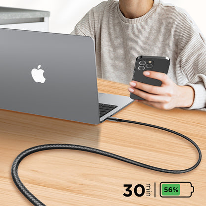 كابل شحن بيانات USB-C إلى USB-C — قدرة 240 واط PD3.1، سرعة نقل حتى 480Mbps، بطولين 1م و2م