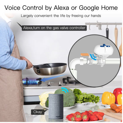 صمام ذكي WiFi للتحكم بالماء/الغاز – يعمل مع Tuya Smart + تحكم صوتي + جدولة تلقائية