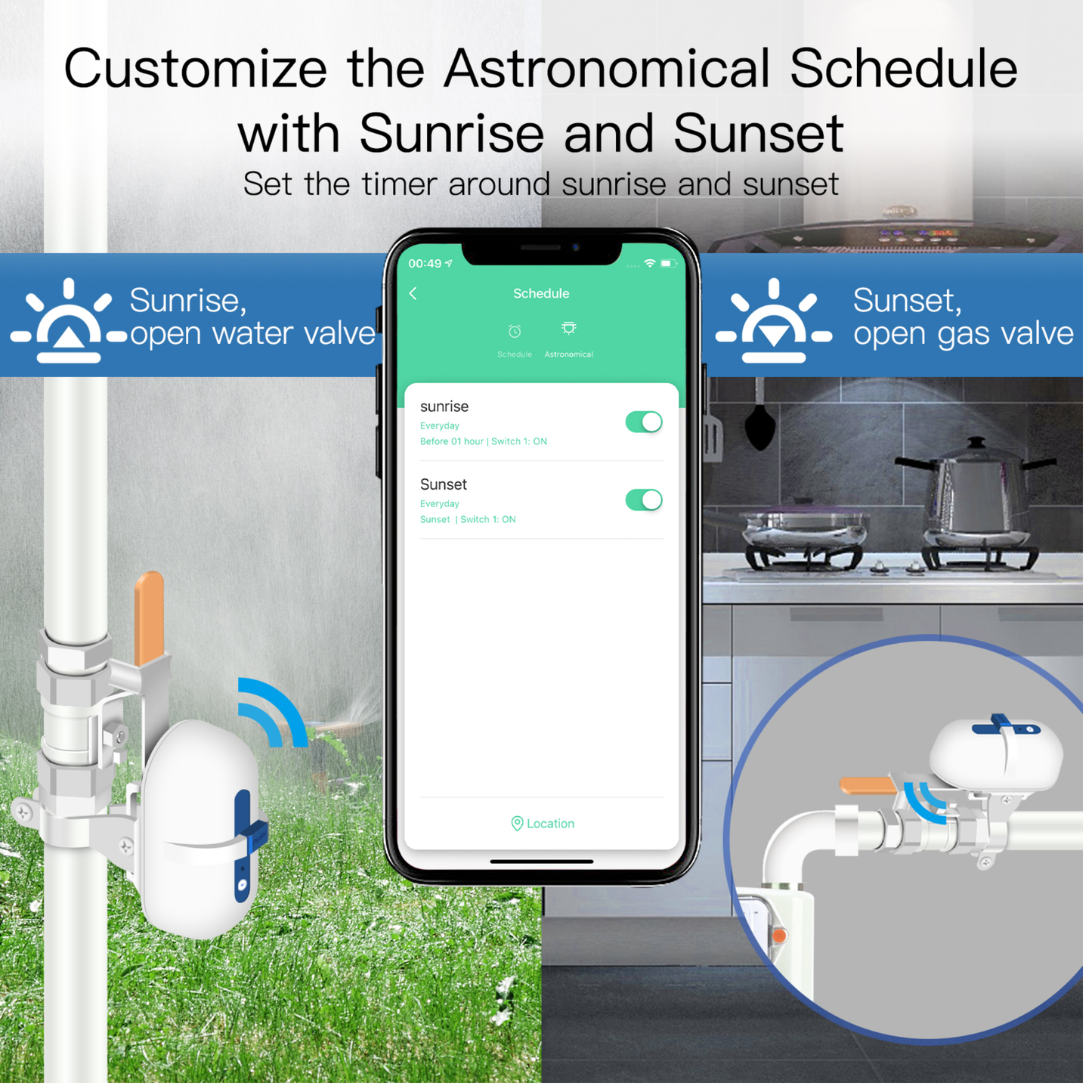صمام ذكي WiFi للتحكم بالماء/الغاز – يعمل مع Tuya Smart + تحكم صوتي + جدولة تلقائية