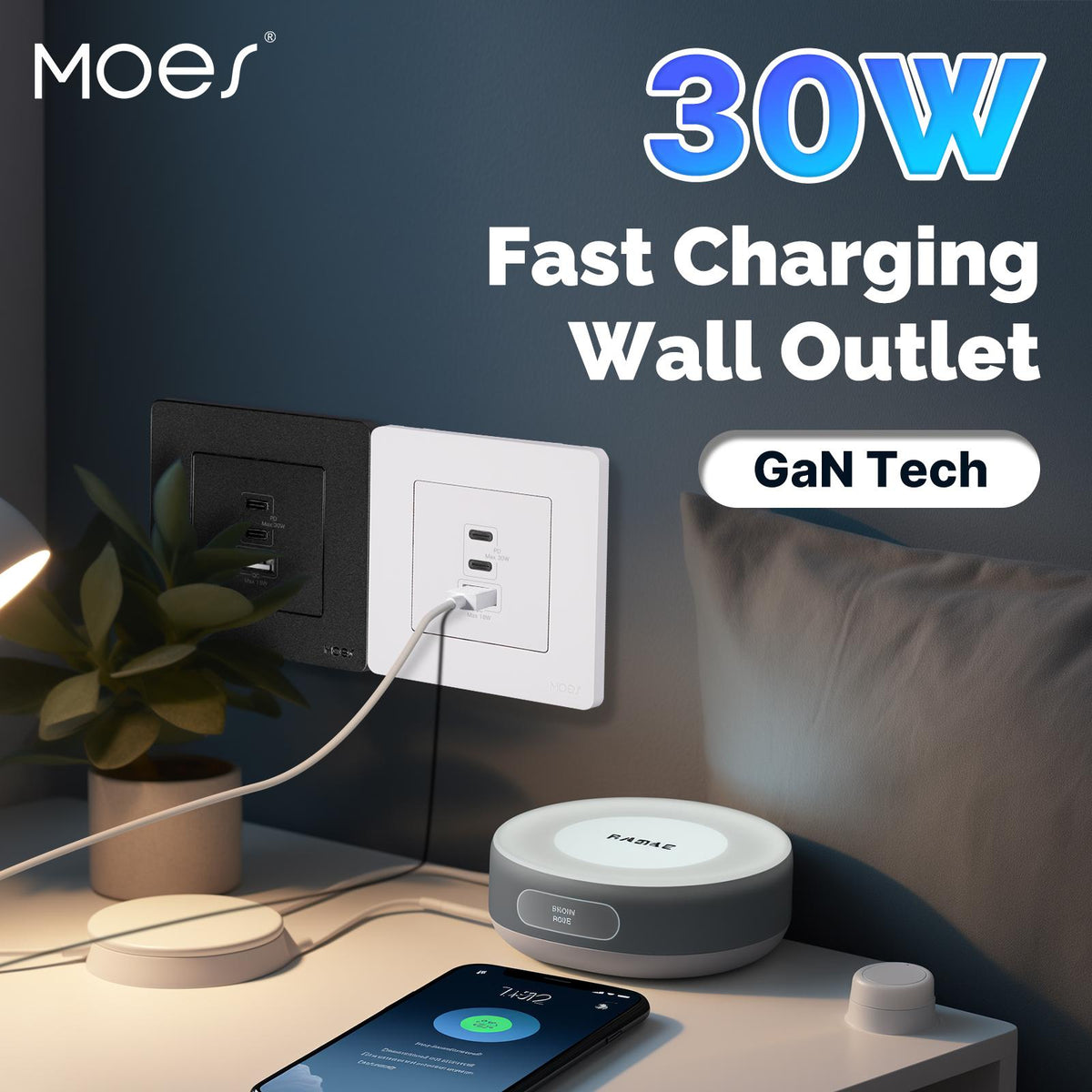 Moes Star Ring 30W Wall Socket (GaN Technology)