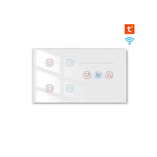 مفتاح ذكي رباعي مع تحكم في سرعة مروحة السقف- مؤقت ومراقبة الطاقة – يدعم التحكم الصوتي عبر أليكسا وجوجل هوم