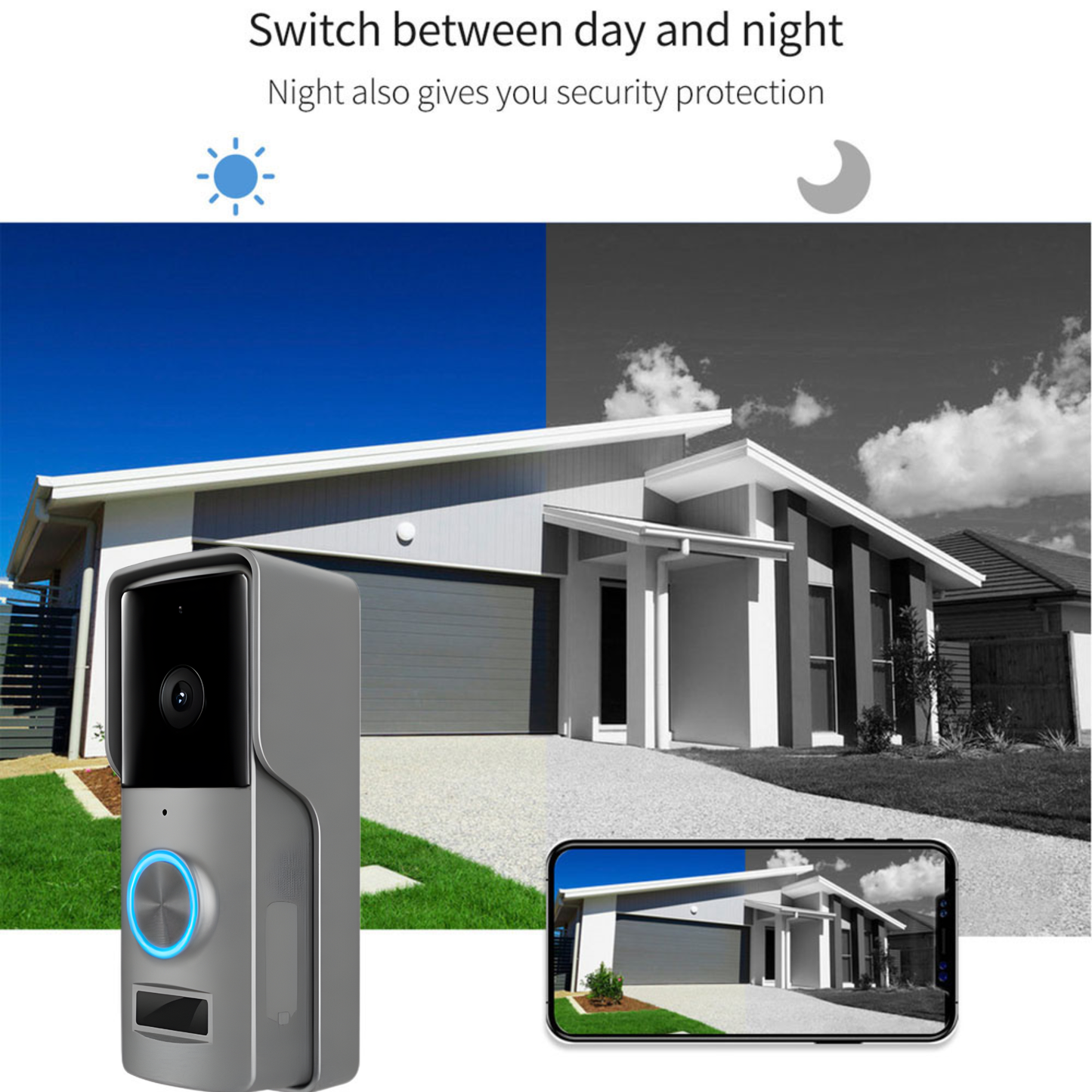 جرس باب ذكي واي فاي – كاميرا 1080P نظام  (Tuya)