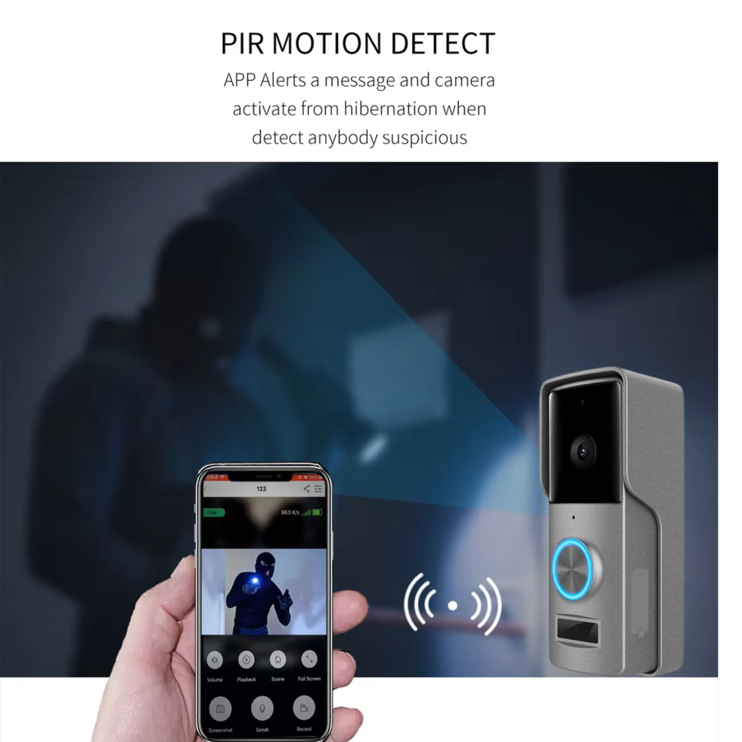 جرس باب ذكي واي فاي – كاميرا 1080P نظام  (Tuya)