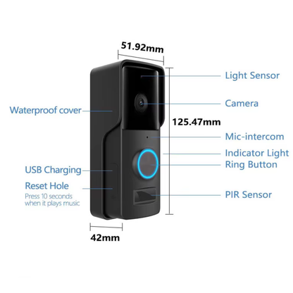 جرس باب ذكي واي فاي – كاميرا 1080P نظام  (Tuya)