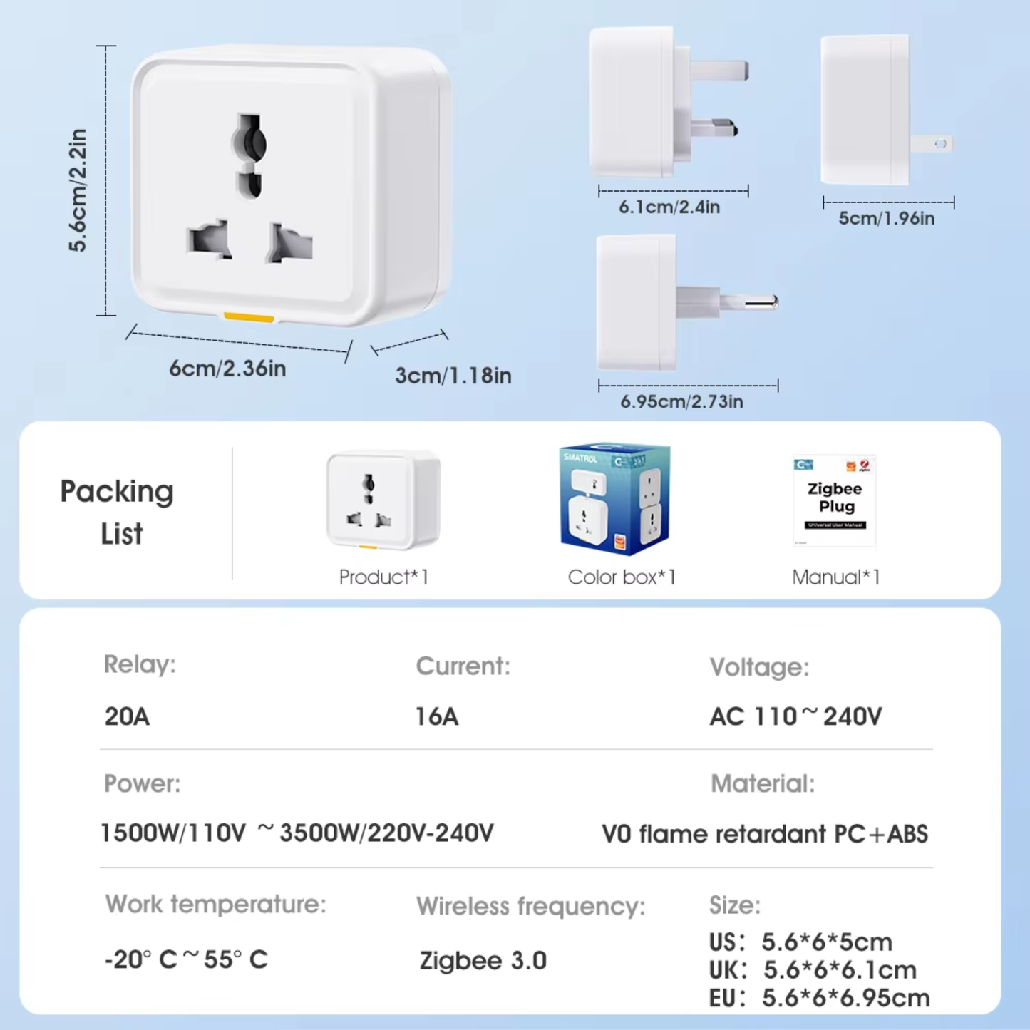 16 Amp Smart Plug with Power Monitoring Support, Tuya Zippy System - Smart Life
