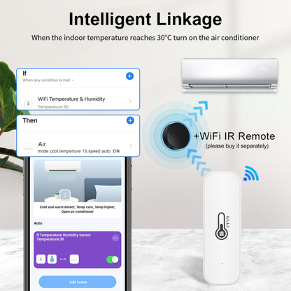 مستشعر درجة الحرارة والرطوبة الذكي نظام Tuya Wi-Fi