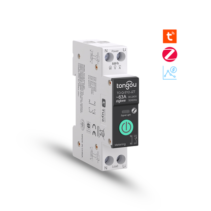 Smart fuse with amperage control from 1-63 amps, Zippy system, functions as a protection device, Tuya Smart Life app. 