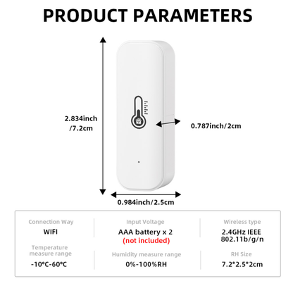 مستشعر درجة الحرارة والرطوبة الذكي نظام Tuya Wi-Fi