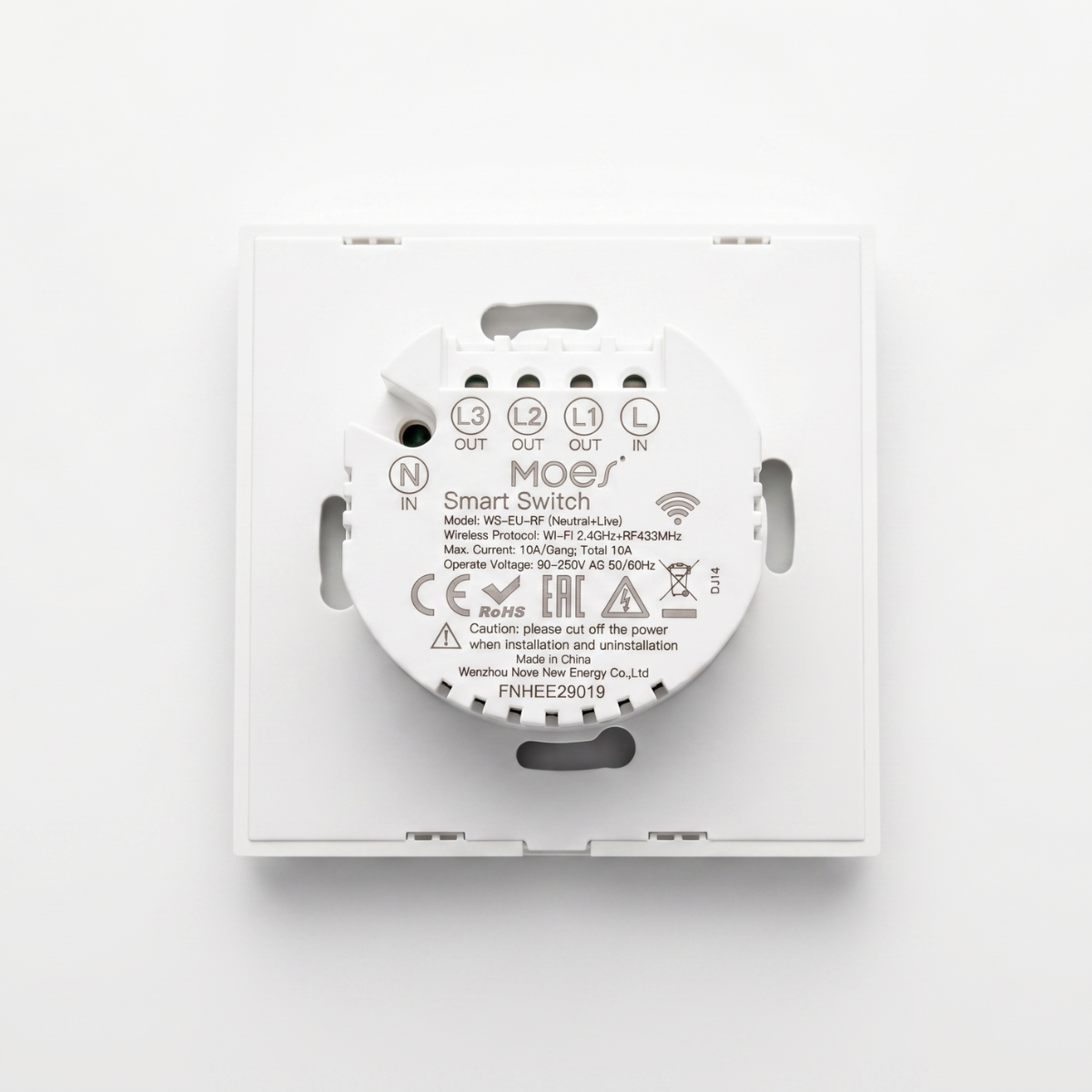 مفتاح إضاءة ذكي باللمس (WiFi + RF433) من 1 إلى 4 خطوط - تحكم متعدد من moes