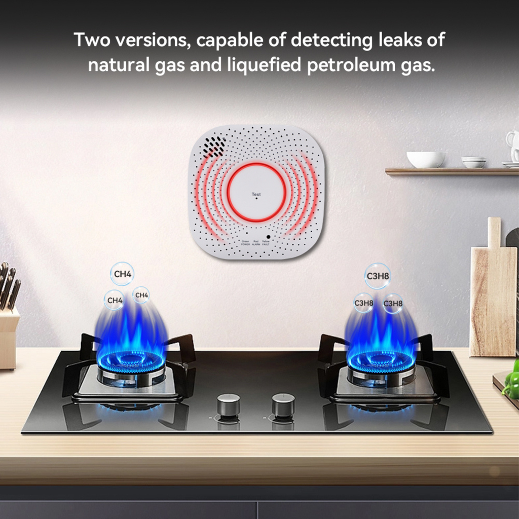 Smart gas leak detector, Wi-Fi system - Tuya Smart Life: Proactive safety and lasting peace of mind. 