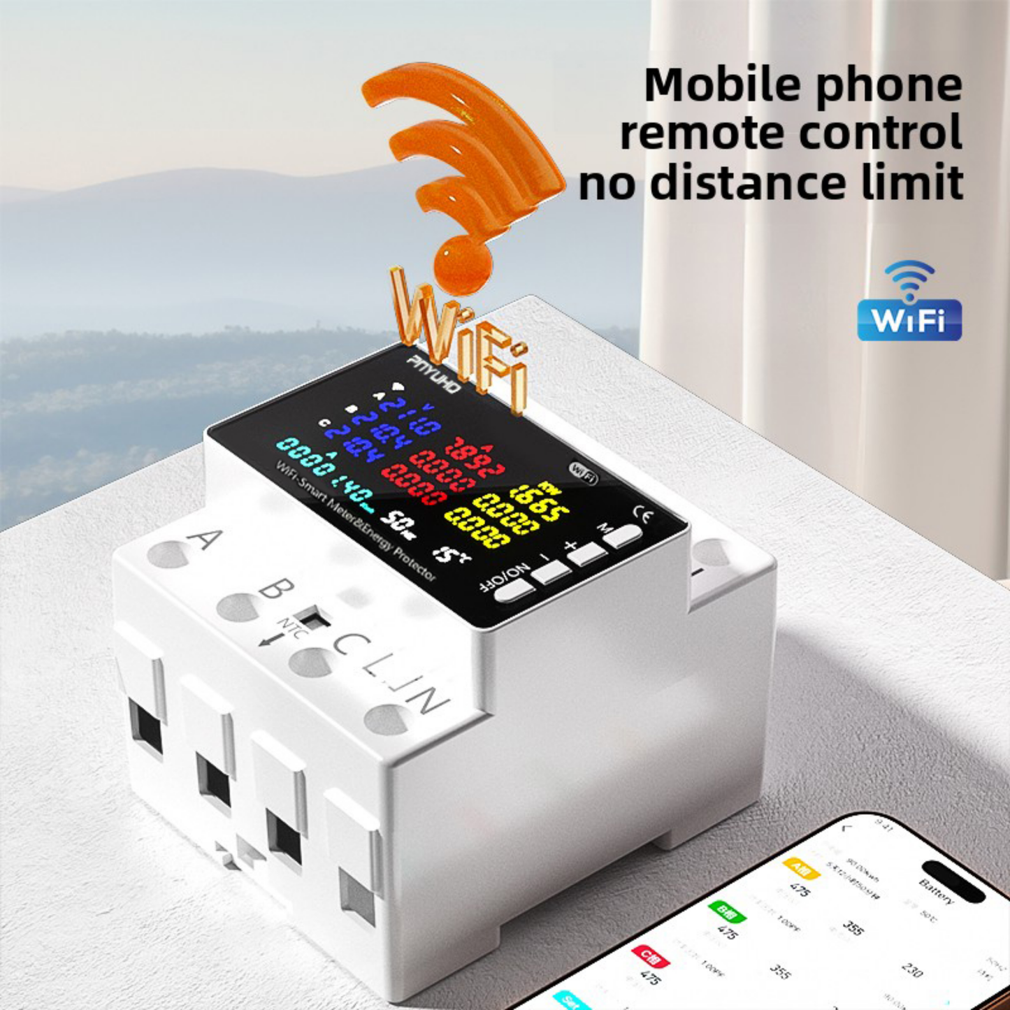 قاطع ذكي WiFi 80A ثلاثي الأطوار (3 فاز + N) مع حماية كهربائية نظام تويا