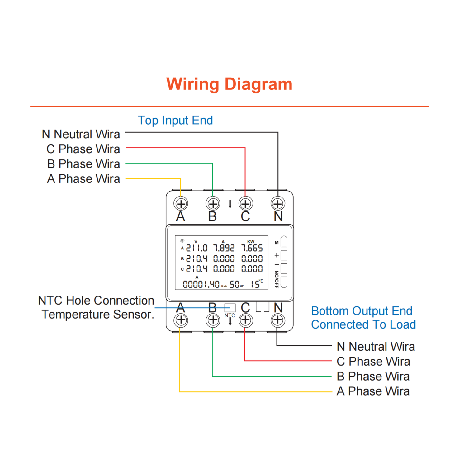 قاطع ذكي WiFi 80A ثلاثي الأطوار (3 فاز + N) مع حماية كهربائية نظام تويا