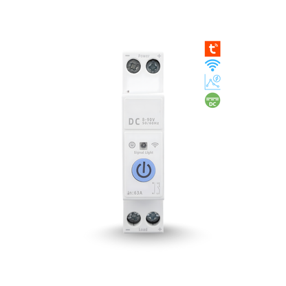 قاطع/سويتش ذكي DC Wi-Fi على سكة DIN – تحكم عن بُعد + توقيت | حتى 63A تطبيق تويا