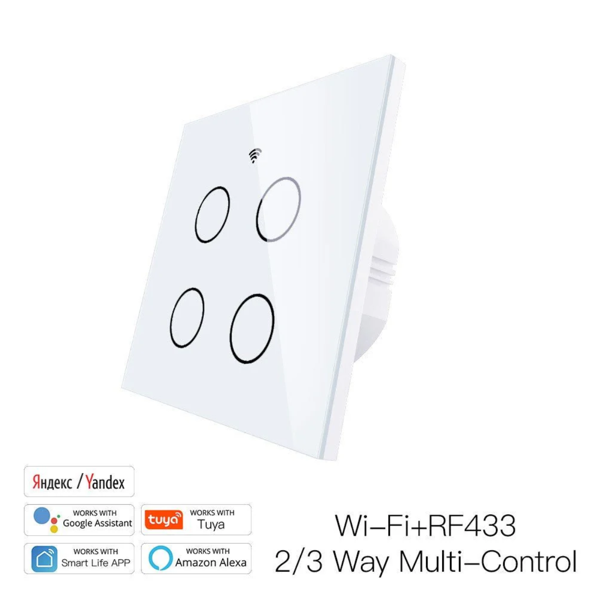 مفتاح إضاءة ذكي باللمس (WiFi + RF433) من 1 إلى 4 خطوط - تحكم متعدد من moes