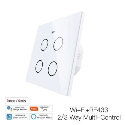 مفتاح إضاءة ذكي باللمس (WiFi + RF433) من 1 إلى 4 خطوط - تحكم متعدد من moes