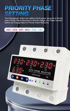 Advanced protection circuit breaker and automatic phase selector (3 Phase) with 100 Amp capacity