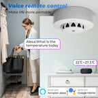 Smart smoke detector with temperature and humidity sensor - Wi-Fi + Bluetooth 