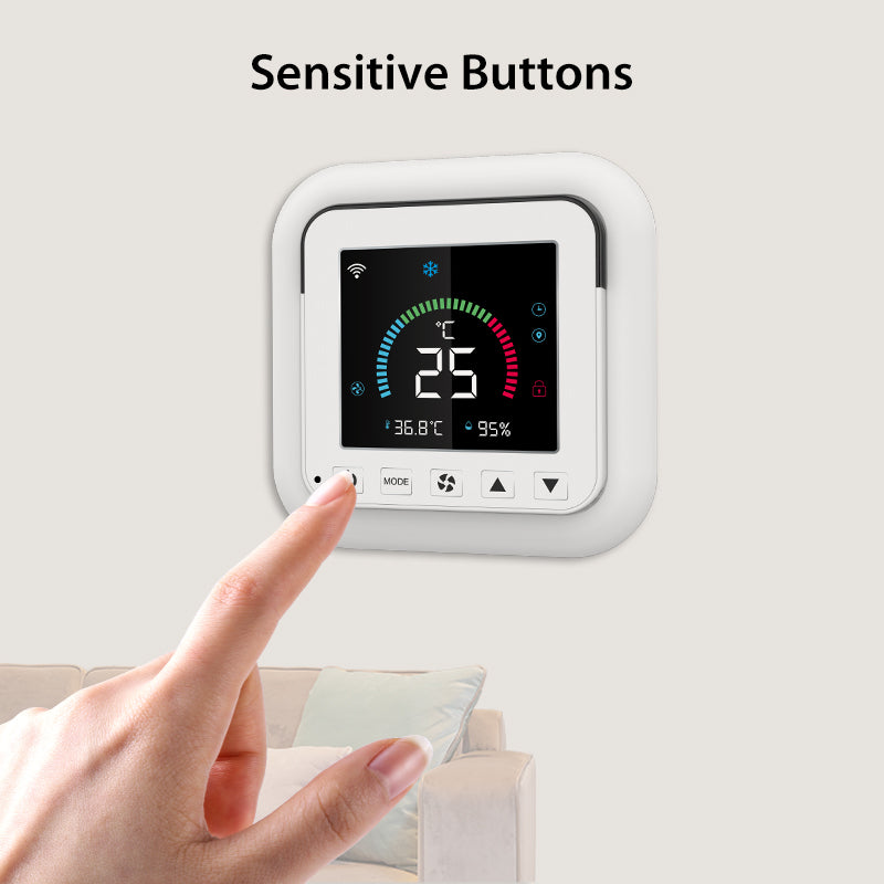 Smart air conditioner controller via Wi-Fi and IR with temperature and humidity display – Tuya