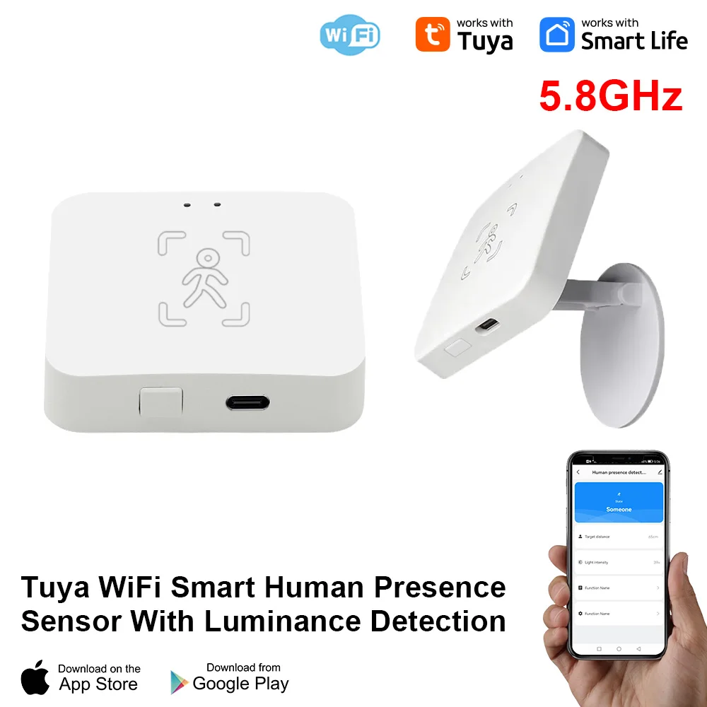 Tuya Smart Human Presence Sensor, Wi-Fi Type-C Port 