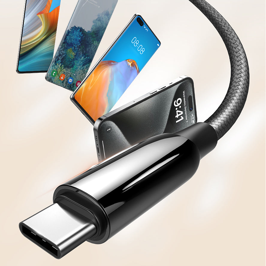 کەیبڵی شەحنی داتای USB-C بۆ USB-C — توانای 240 وات PD3.1، خێرایی گواستنەوە تا 480Mbps، بە دوو درێژیی 1م و 2م