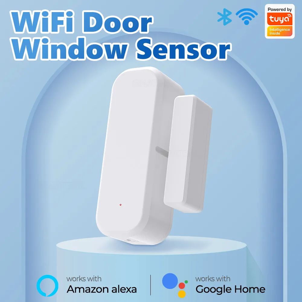 متحسس فتح/إغلاق الأبواب الذكي WiFi – يدعم Alexa وGoogle Home – يعمل مع تطبيق Tuya Smart