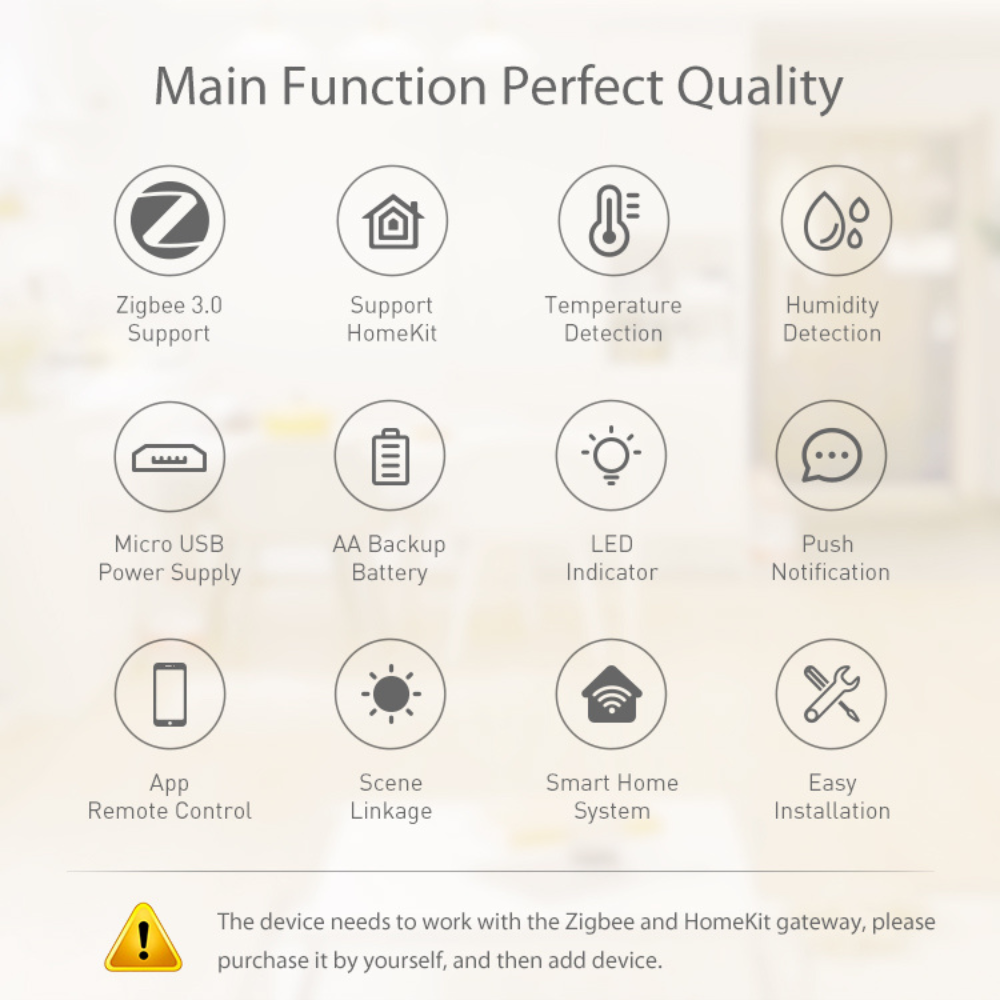 مستشعر ذكي لدرجة الحرارة والرطوبة Zigbee مع دعم Apple HomeKit – يعمل مع تطبيق Tuya