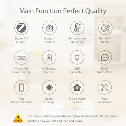 مستشعر ذكي لدرجة الحرارة والرطوبة Zigbee مع دعم Apple HomeKit – يعمل مع تطبيق Tuya