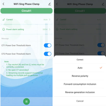 عداد استهلاك كهرباء ذكي WiFi ثنائي القناة 80A – قياس ثنائي الاتجاه مع مستشعر مشبك، يدعم المراقبة عبر تطبيق تويا وسمارت لايف