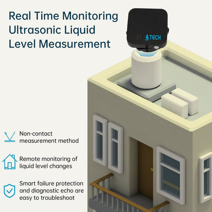 جهاز استشعار مستوى السوائل بالموجات فوق الصوتية الذكي مع شاشه عرض (واتصال  سلكي مع الحساس )  تحكم عن بُعد عبر تطبيق Tuya