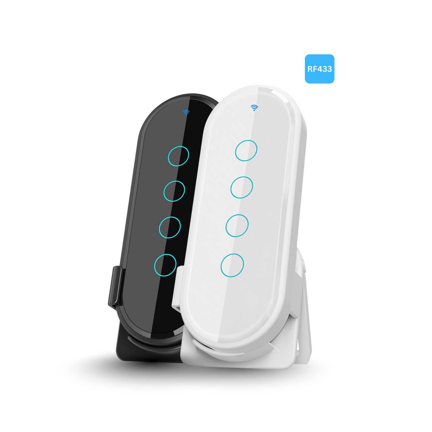 وحدة تحكم لاسلكية 433MHz – 4 أزرار (لوحة زجاج 2.5D + إضاءة خلفية)