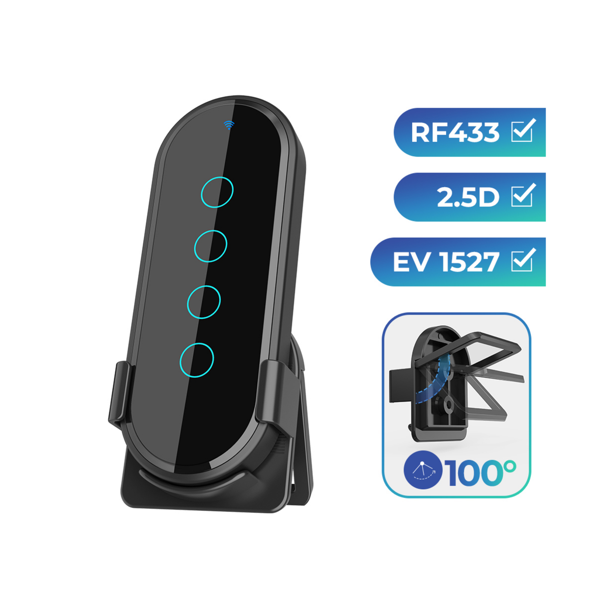 کۆنترۆڵی بێتەلی 433MHz – 4 دوگمە (ڕووپۆشی شووشەی 2.5D + ڕووناکی پشتەوە)