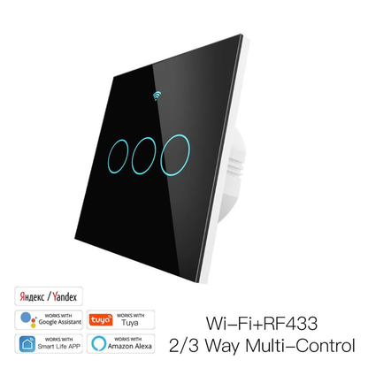 مفتاح إضاءة ذكي باللمس (WiFi + RF433) من 1 إلى 4 خطوط - تحكم متعدد من moes