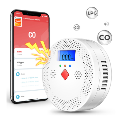 كاشف أول أكسيد الكربون (CO) الذكي بشاشة LCD وإنذار صوتي وضوئي