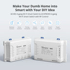 کلیلەی زیرەکی چوارگۆشەیی (Sonoff 4CHPROR3) بە تەکنەلۆژیای (Wi-Fi) و کۆنترۆڵی (RF)
