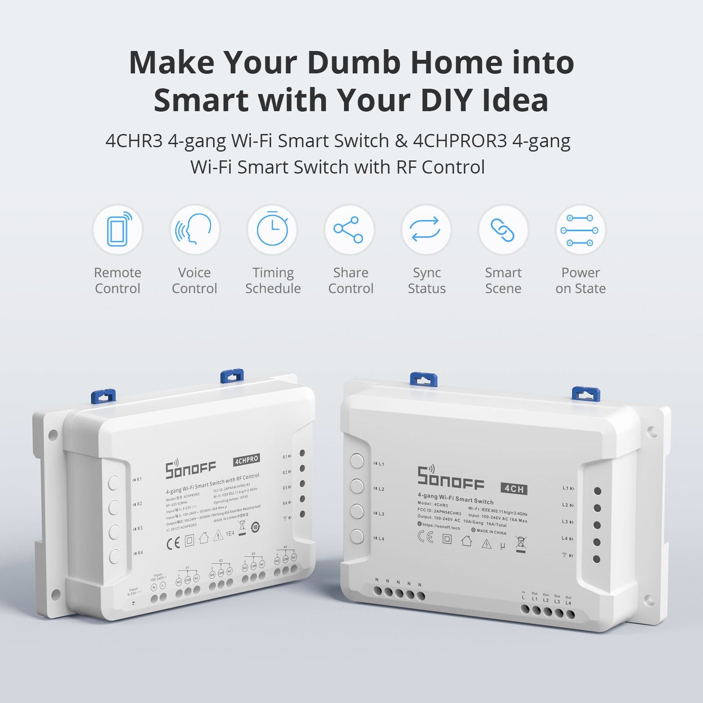 مفتاح سونوف 4CHPROR3 الذكي الرباعي بتقنية (Wi-Fi) مع تحكم RF