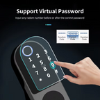 Smart exterior door lock with dual fingerprint entry (entry and exit), password and card, and Tuya Wi-Fi system. 
