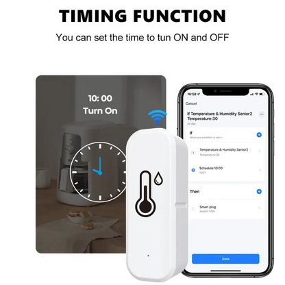 حساس حرارة ورطوبة ذكي WiFi  مع تنبيه صوتي وارتباط مع Alexa وGoogle Home