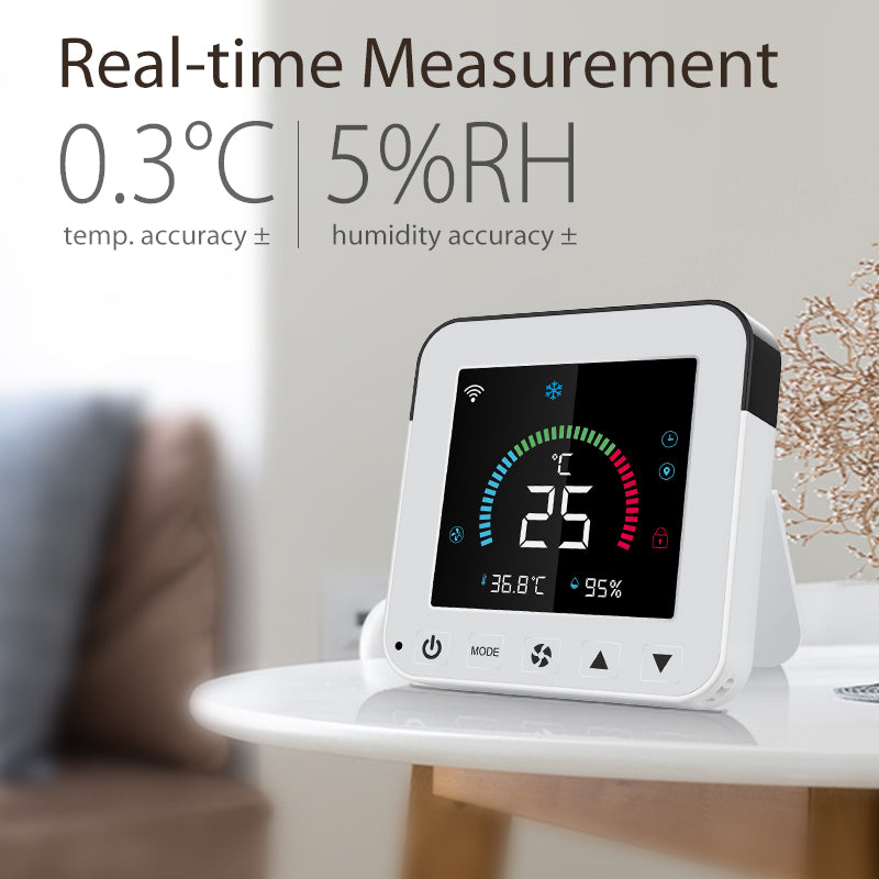 Smart air conditioner controller via Wi-Fi and IR with temperature and humidity display – Tuya